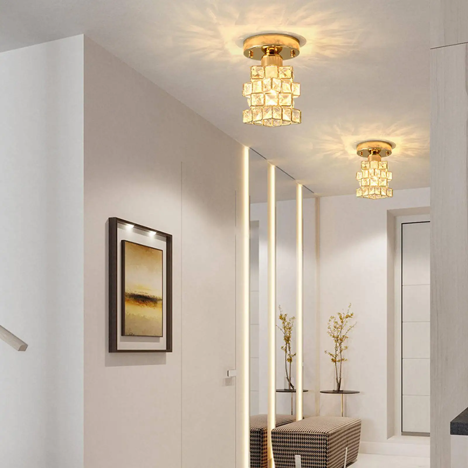 Mini Chandelier Ceiling Light Crystal Ceiling Light Close to Ceiling Lighting Fixture Ceiling Lamp for Corridor Aisle Lamp 2