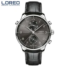 

LOREO Men's Sports Quartz Wristwatches Fashion Simple Black Dial 50M Waterproof Weekly Calendar Display New Watch Men Gift 6110