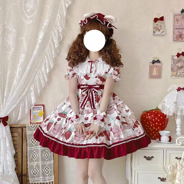 Japanese Women Lolita Jsk Party Dress Strawberry  Lolita Dress Kawaii  Strawberry - Lolita Collection - Aliexpress