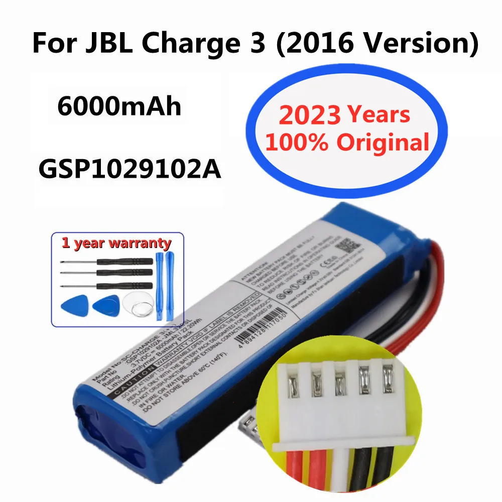 

2023 Years New 100% Original Loudspeaker Battery 6000mAh For JBL Charge 3 (2016 Version) GSP1029102A Player Speaker Batteries