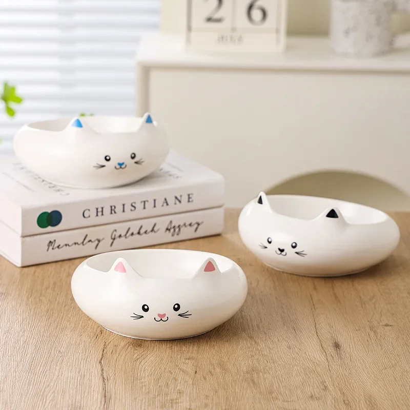 

Lovely Cartoon Ceramic Pet Bowl 3 Colors Cat Pattern Anti Overturning Foodr Water Bowls for Puppy Dog Cat Pet Supplies