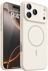 Vibrant Orange Magnetic Silicone Phone Case with MagSafe Compatibility - iPhone 12 Pro Max (Beige)