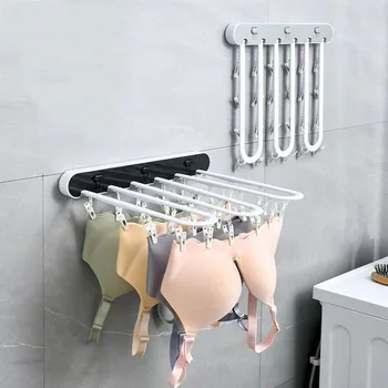 Balcone pieghevole intimo calzino stendibiancheria 24 Clip di stoccaggio mutandine reggiseno appeso bagno asciugamano organizzatore nessun pugno salvaspazio 1