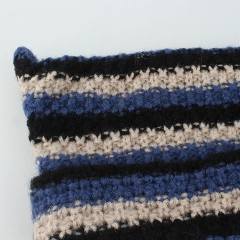

Teens Knit 3D Ear Hat with Pom Pom Harajuku Striped Beanie for Women Girls Dropship
