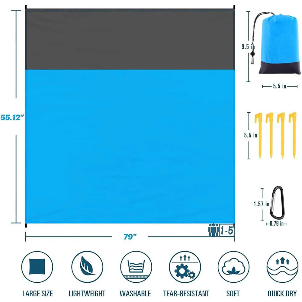 Close view of ripstop fabric texture on beach blanket