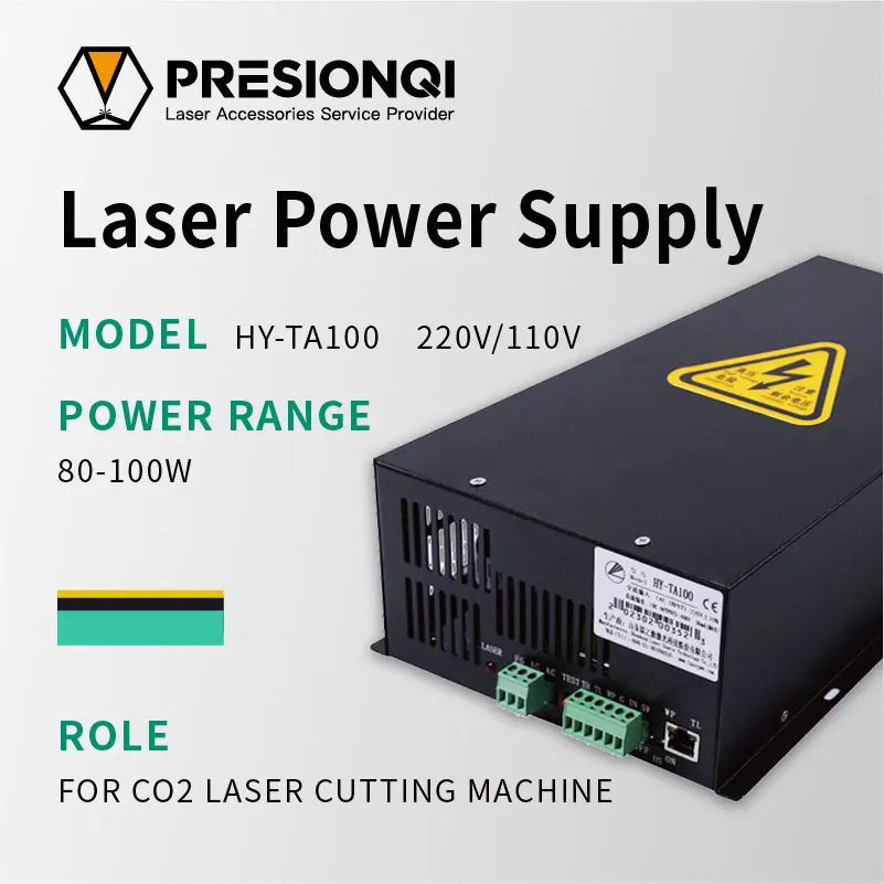 

PRESIONQI HY-TA100 CO2 Laser Power Supply for 80-100W Laser Tubes 110V Power Supply for RECI W2/S2 Co2 Laser Tube