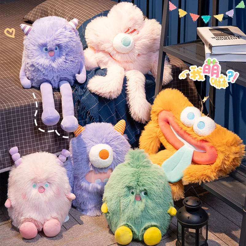 

Cute Anime Little Monster Plush Toys Kawaii Rabbit Doll Big Eyes Monster Long Hair Doll Christmas Birthday Gift For Girl Kids
