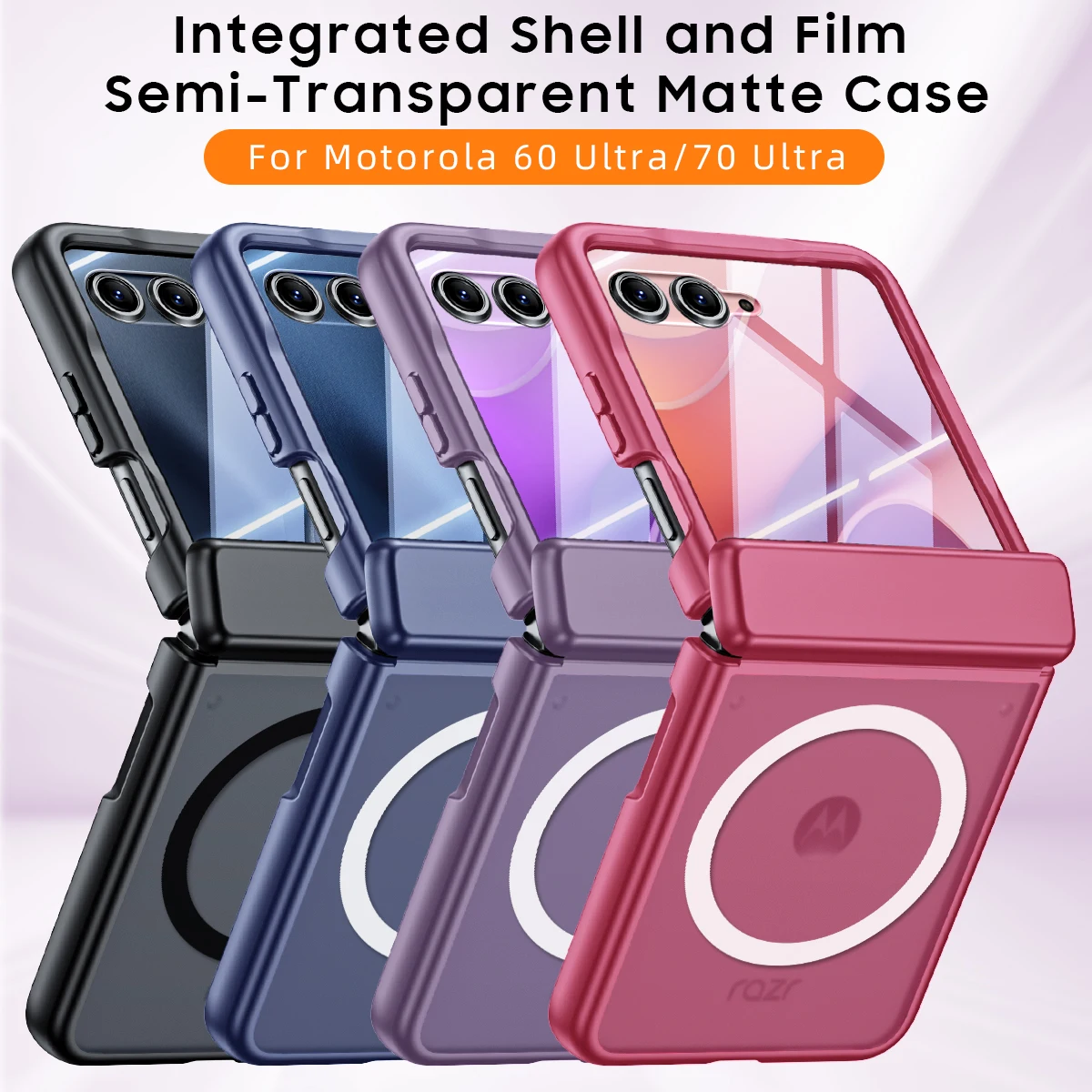 Magnetic Transparent Tempered Glass Phone Case with Matte Clear Cover