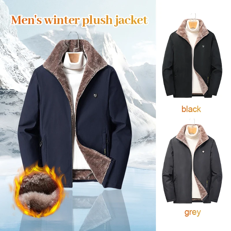 

Soft Winter Outdoor Coat Men's Zip Up Hoodie Heavyweight Winter Sweatshirt Fleece Sherpa Lined Warm Jacket