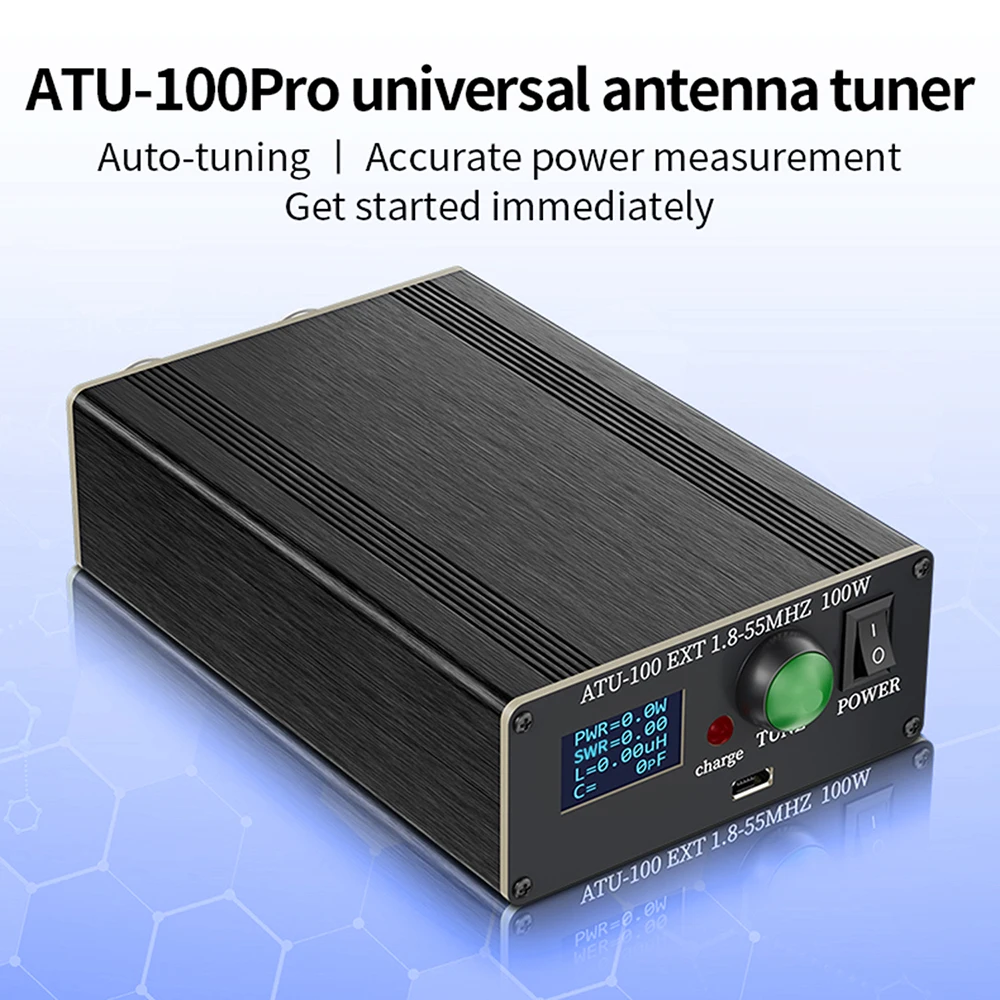 ATU-100Pro 자동 범용 안테나 튜너 120W 1.8-55MHz 0.96인치 OLE..