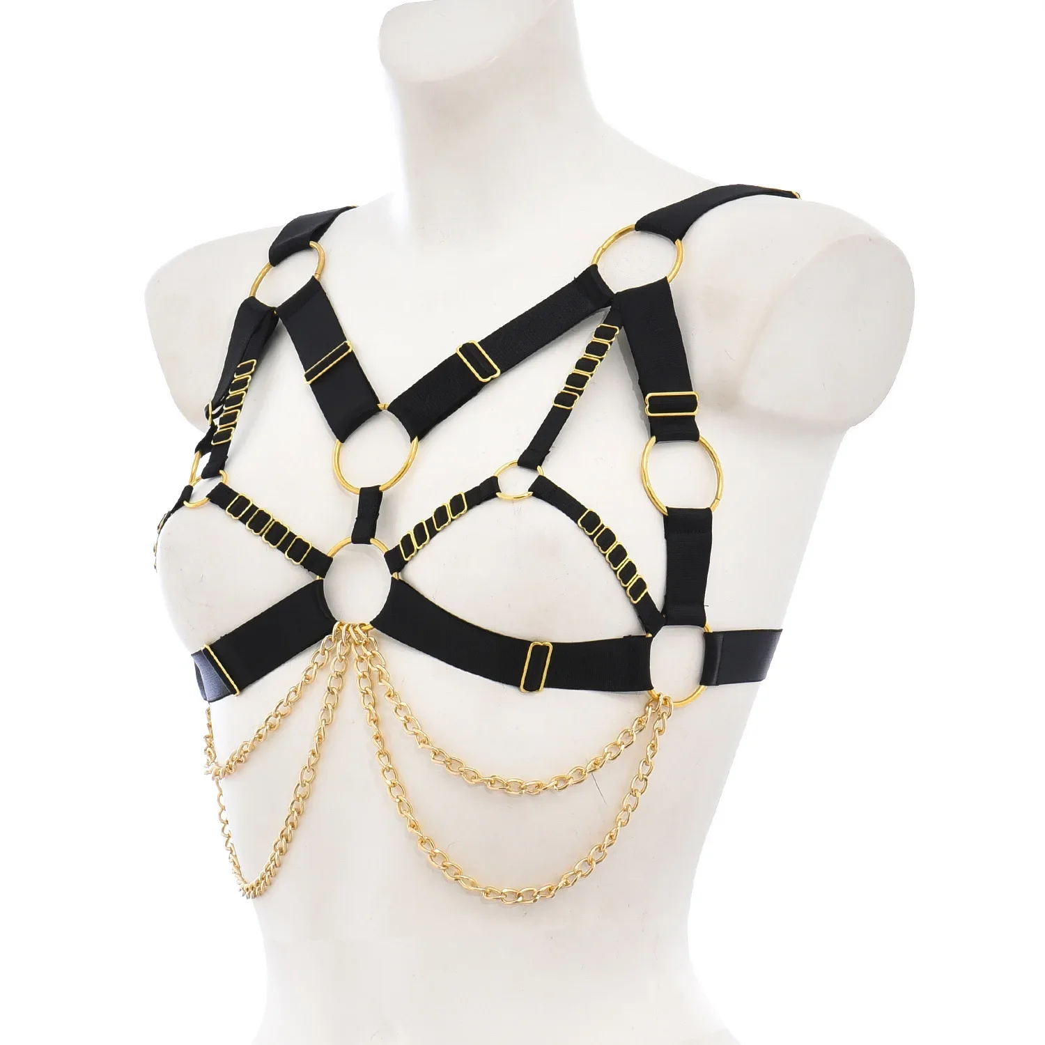 Best Seller European and American Cross-border Goods Tying Body Chain Black Sexy Top O0890 Uniform Code