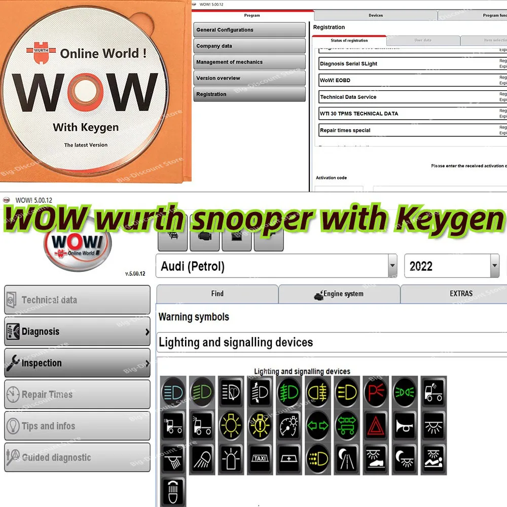 Диагностическое программное обеспечение для автомобилей 2024, популярное программное обеспечение wu-rth WOW V5.00.12 WOW 5.00.8 R2, многоязычное программное обеспечение с Kengen для диагностики автомобилей Tcs