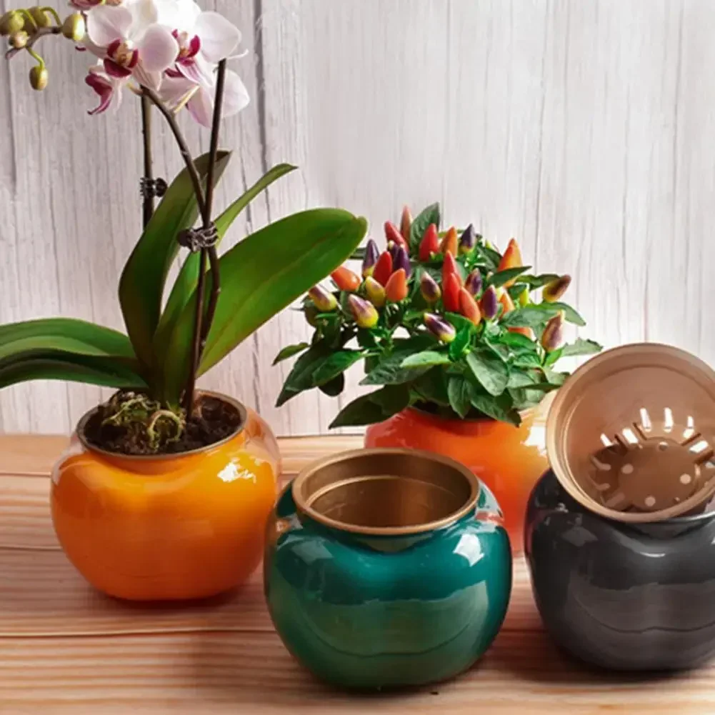 Description Picture 2 of itemHydroponic Plants Pot Self Watering Flowerpot Indoor Mini Succulent Planter Tabletop Vase Self-watering Home Office Bonsai Decor