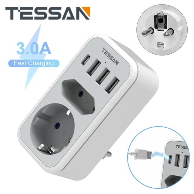 3 puertos Enchufe USB Adaptador de cargador de alimentación múltiple Enchufe  de la UE Mini pared de viaje portátil Ac