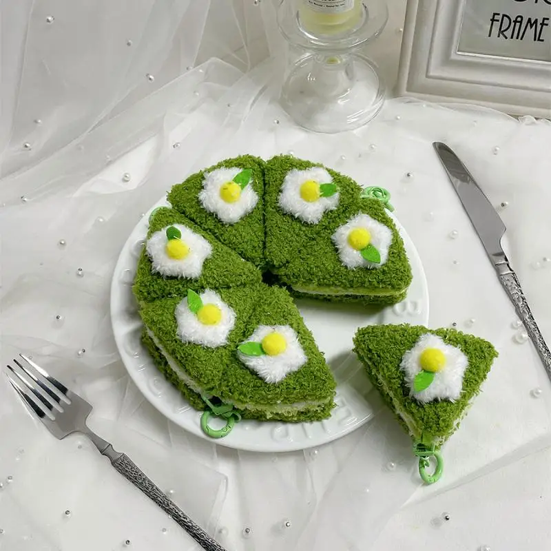 Cute Triangle Thousand Layer Cake Food Plush Keychain Creative Cartoon Doll Pendant Kawaii Backpack Ornament Decoration Gifts