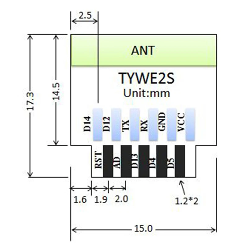 Wi-Fi Module ESP-02S TYWE2S Serial Golden Finger Package ESP8285 Wireless Transparent Transmission Compatible With ESP8266 6