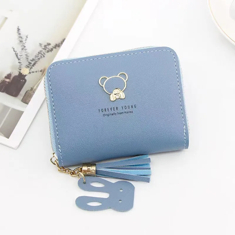 

Little Bear Decoration Women's Wallet New Fashion Short Coin Purse Card Holder Small Ladies Wallet Female Hasp Mini Clutch
