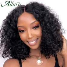 

Kinky Curly Human Hair Wigs For Black Women 150% Density Remy Brazilian Full Machine Kinky Curl Wigs Cheap Curly Bob Wigs Allure