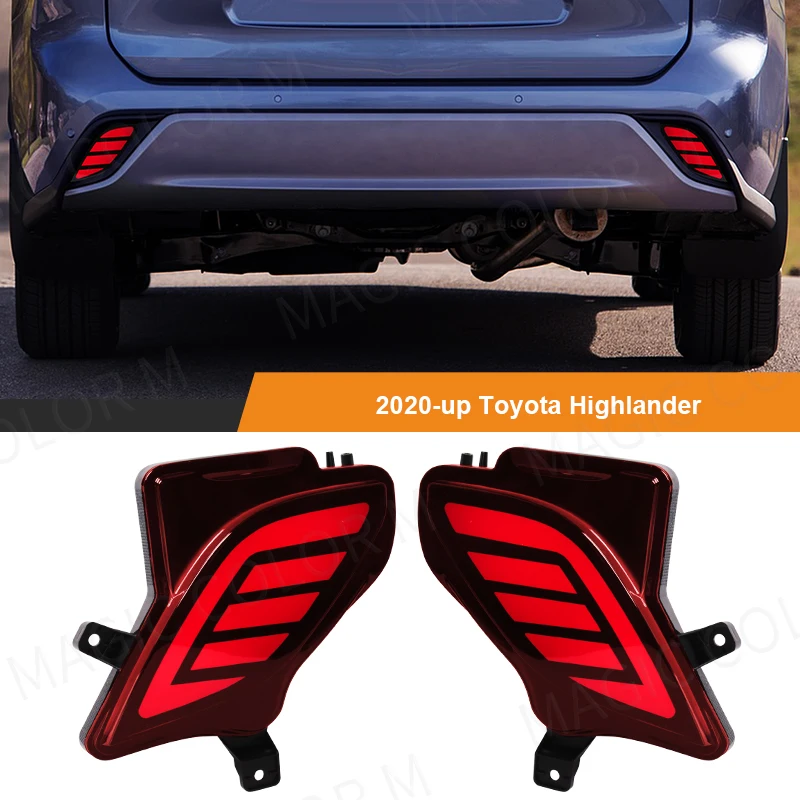 

Для Toyota Highlander 2020 2021 2022 светодиодный задний бампер отражатель динамический сигнал поворота фонарь заднего хода автомобильные аксессуары