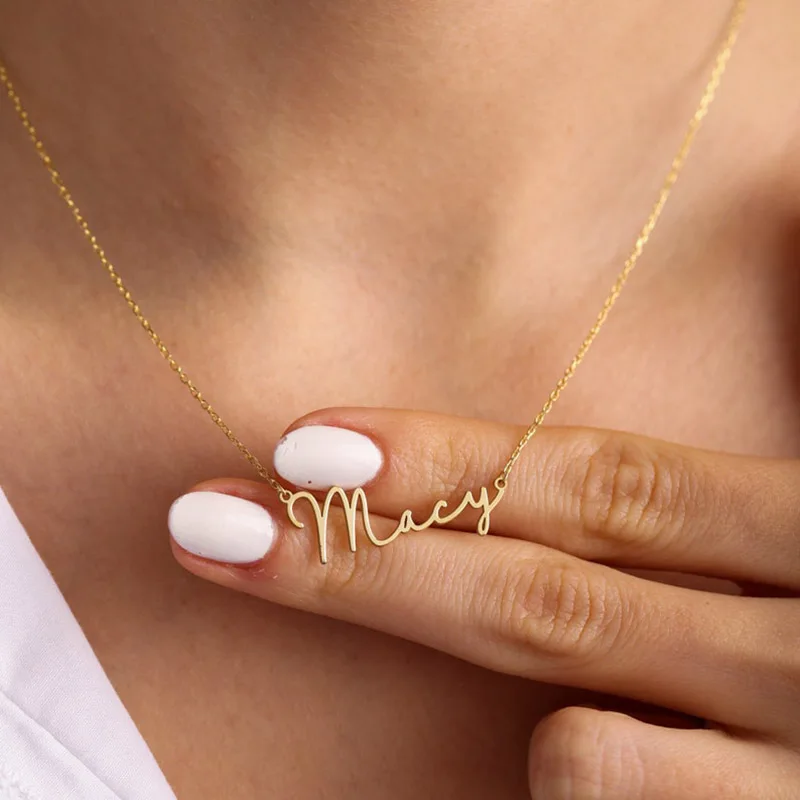 Collana Personalizzata Con Nome In Acciaio Inossidabile, Regalo Per Fidanzata, Moglie, Madre, Catena Sottile