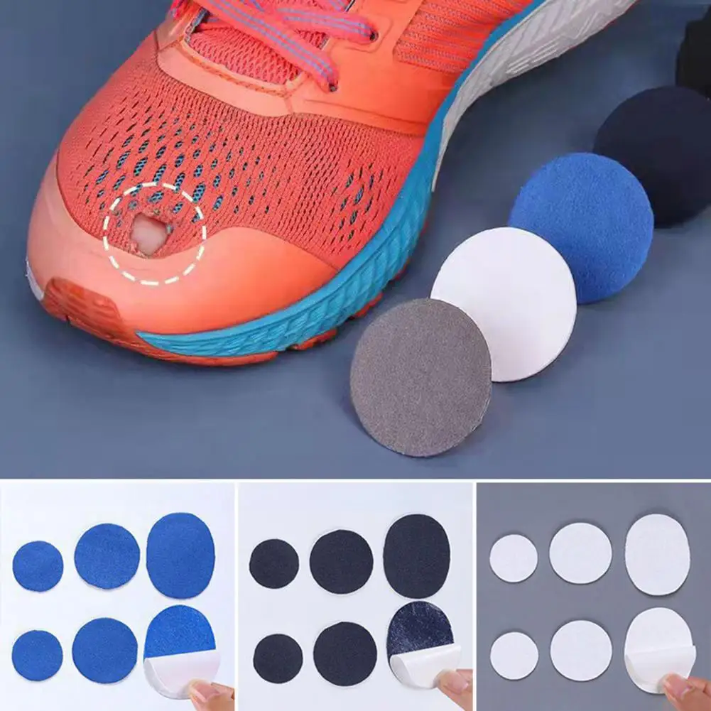 

6Pcs Shoe Hole Patch Round 3 Sizes Self-Adhesive Wear Resistant Universal Sports Casual High Heel Shoes Upper Repair Sticker Kit