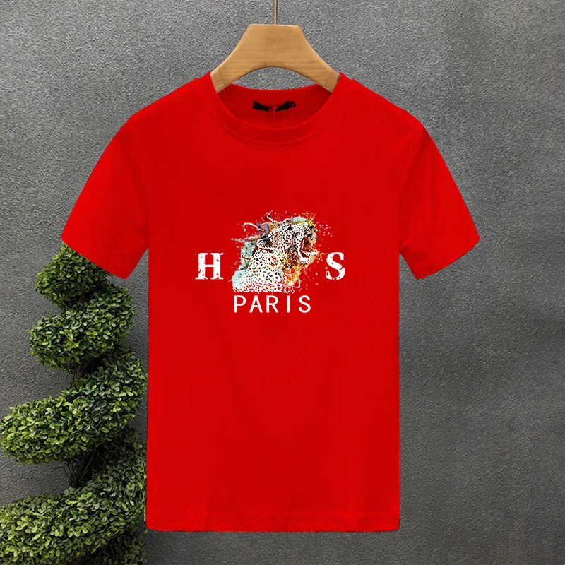 Paris Lion 100 % Baumwolle, hochwertiger Druck, Paar-T-Shirts, Sommer-Haruku für Männer/Frauen, kurzärmeliges T-Shirt, asiatische Größe_voghion.com
