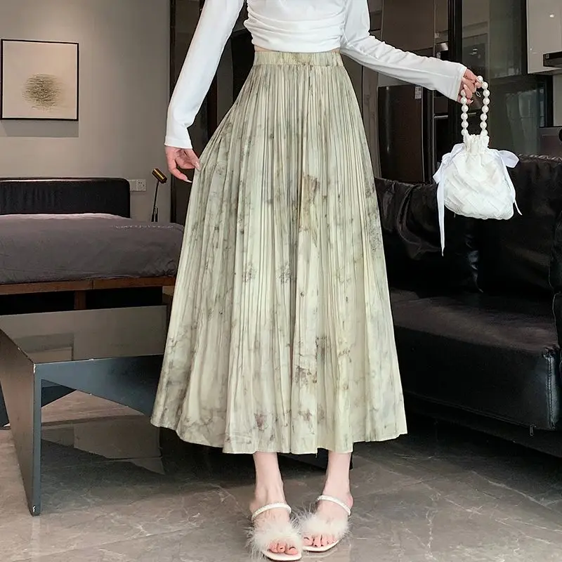 Spring Summer Chinese Style Tie-Dye Ink Painting Print Chiffon