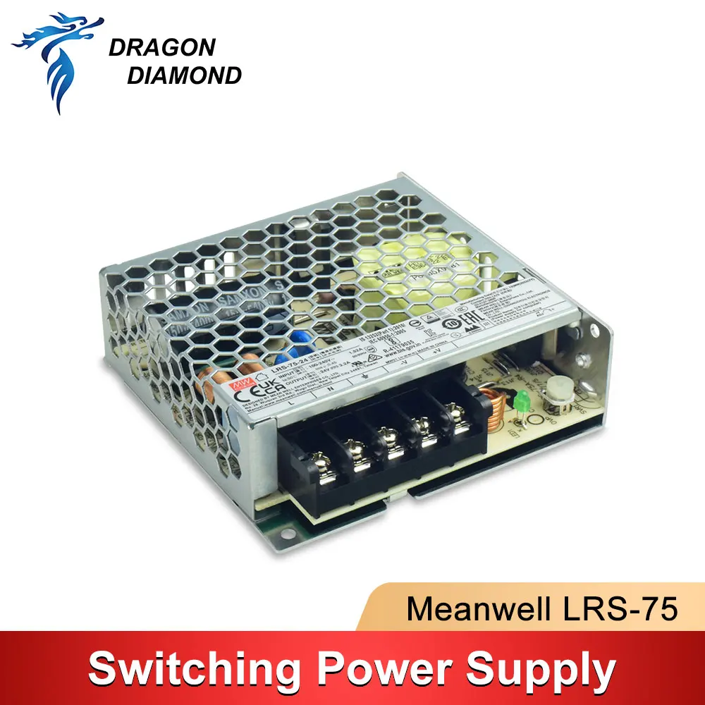 Meanwell LRS-75 Switching Power Supply 5V 12V 24V 36V 48V 75W Original MW Taiwan Brand for Laser Controller System yk 75w dr 75 rail smps power supply switching transformer 220v 5v 12v 24v 36v ac dc customizable power source