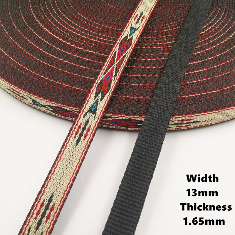 3Yards 10-20MM Retro Jacquard Substantial Thick Webbing Bag Belt Straps Ribbon for DIY Horse Or Big Pet Collar Clothing Sewing
