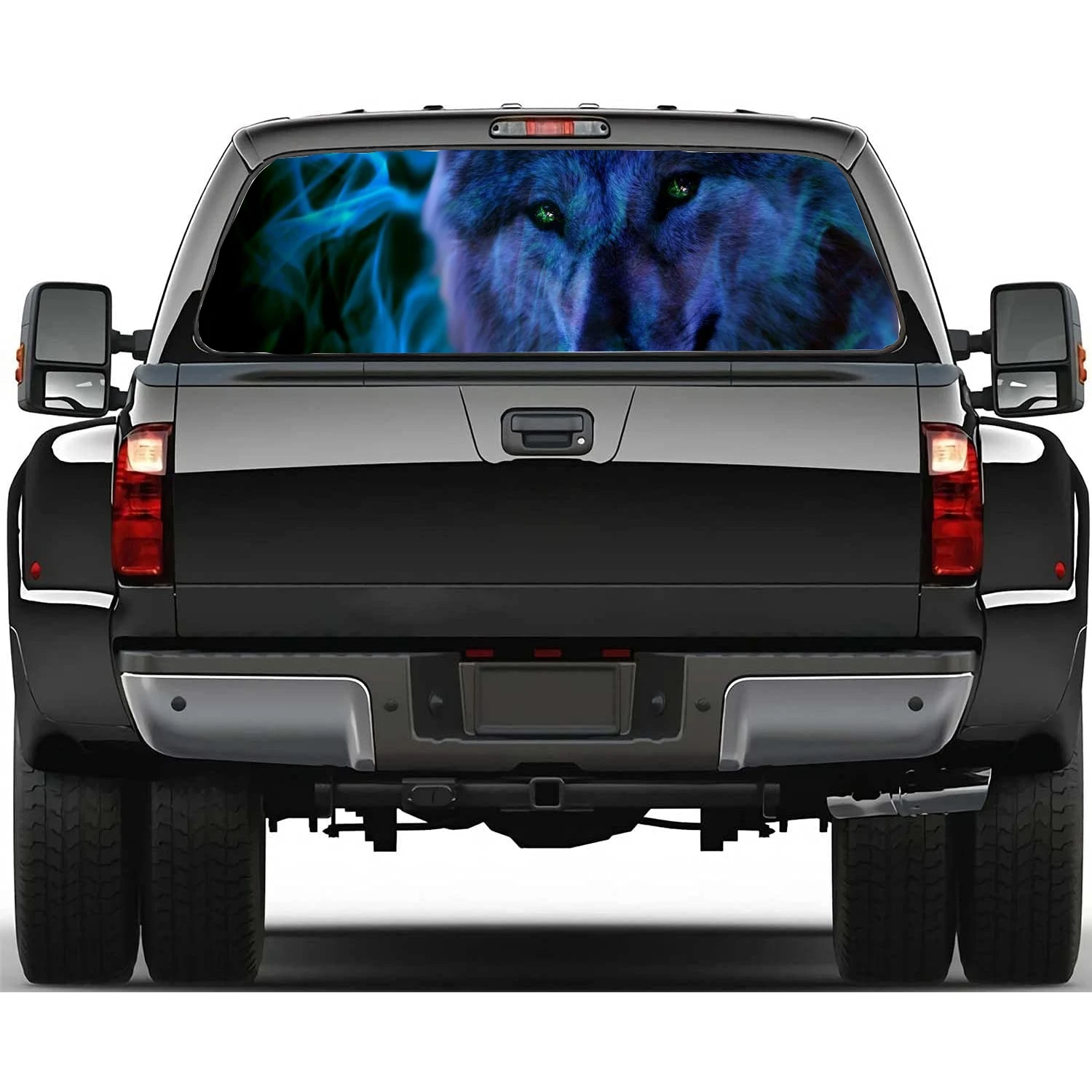 

Animal Night Blue Wolf Car Rear Windshield Sticker Truck Window See Through Perforated Back Glass-Window Vinyl Decal Decoration