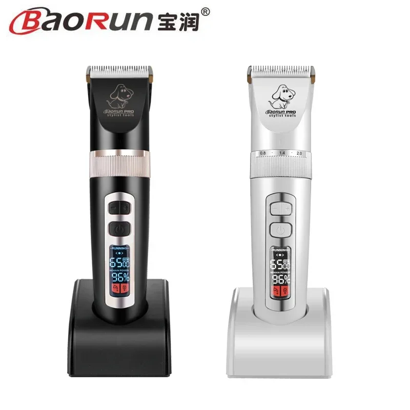 Professional Pet Dog Hair Trimmer LCD Display Electric Shaver Pet Grooming Hair Clipper Integrated Blades 3/6/9/12mm