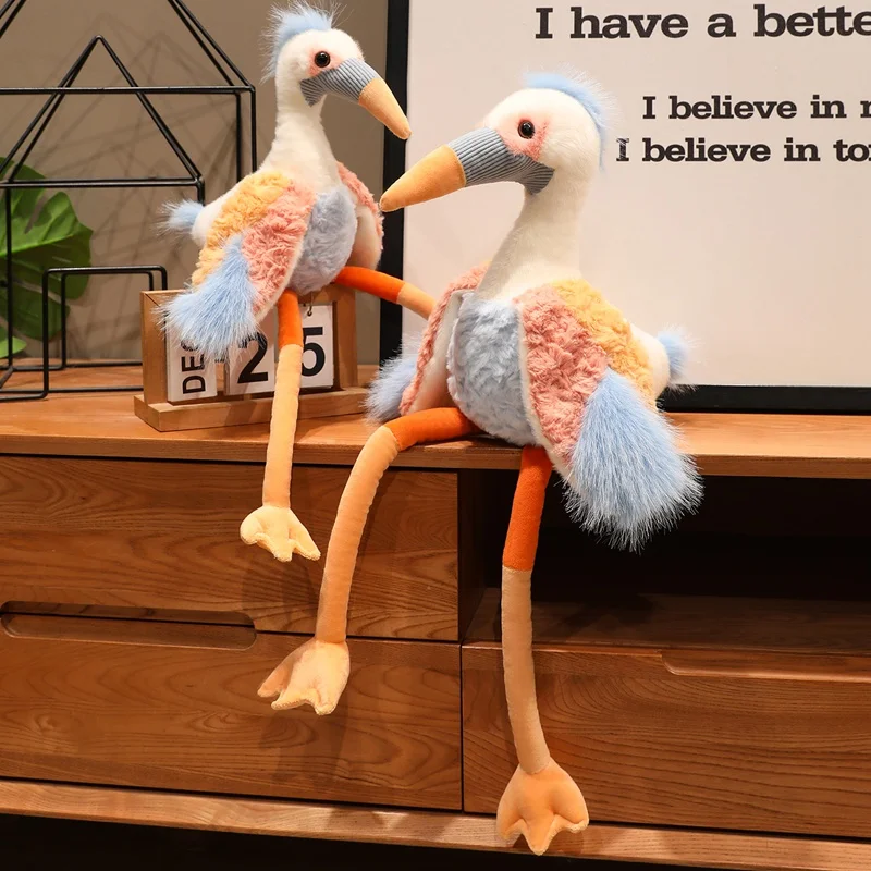 Wholesale Creative Animal Crane Plush Doll Colorful Long-legged Ostrich Plush Toy Home Decoration Gift For Boys And Girls