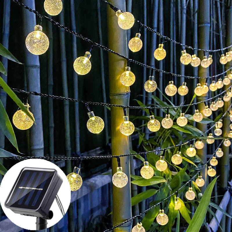 

Solar LED Bubble lights Holiday String Light Waterproof Fairy Garden Decor Outdoor Led Street Garland Christmas Decoration 50led