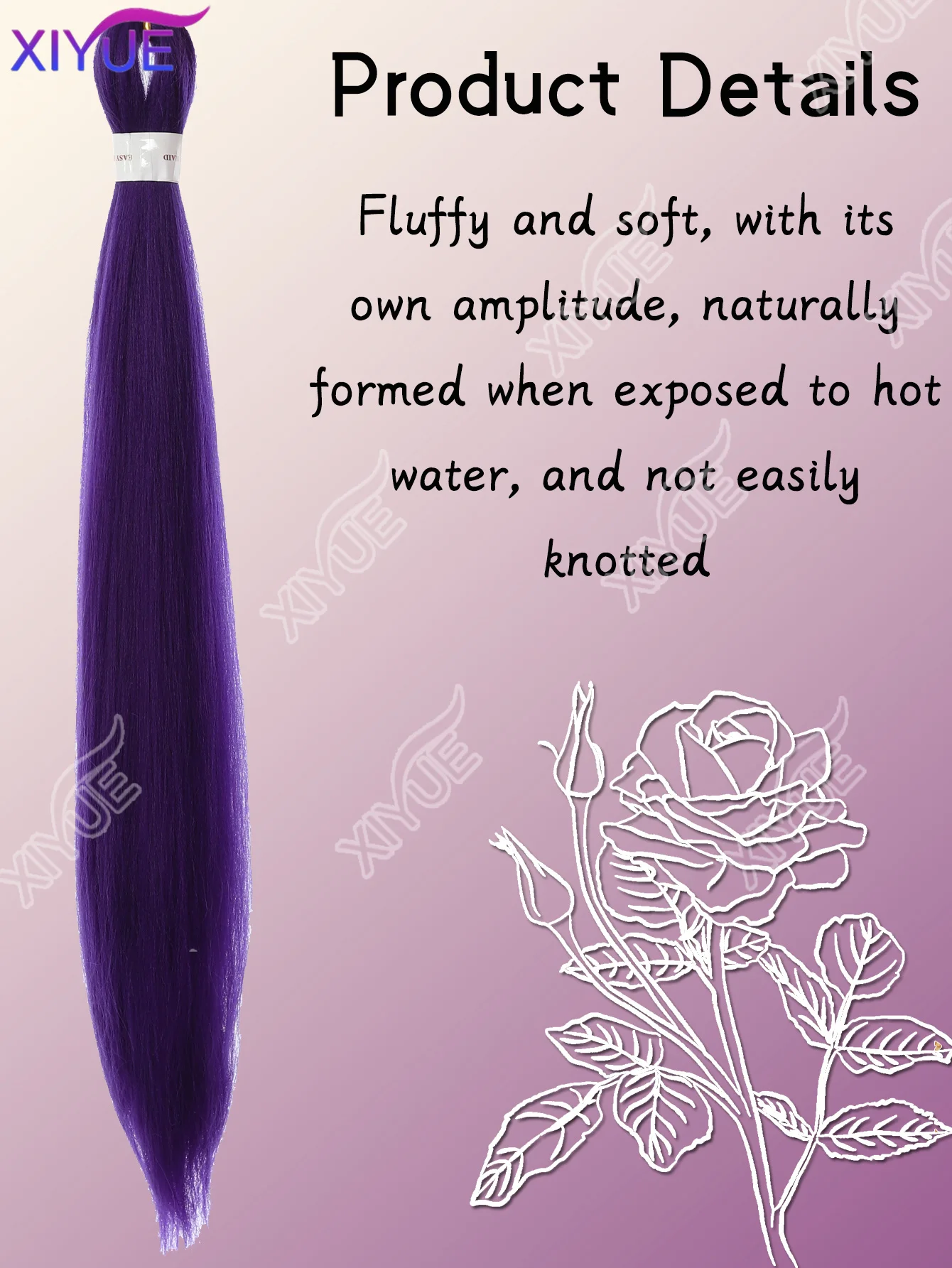 XY Long Purple Braiding Hair Pre Stretched Synthetic Braiding hair Extensions for Braids, Purple Hair Extensions for Stage Party