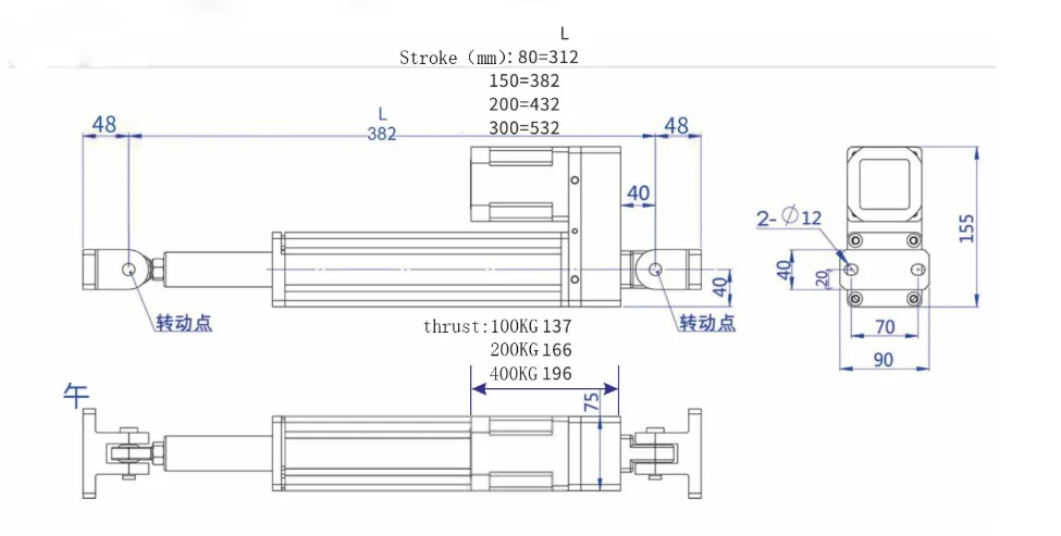 EPC-A12SR Servo Line Edge Position Control System | EPC Web Guiding Controller with Ultrasonic Sensor, 150mm Stroke, 200KG Thrus detail image 4