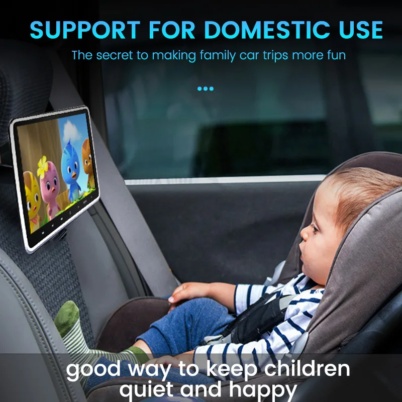 지지대 게임용 자동차 헤드레스트 모니터, USB SD HDMI 헤드폰 FM CD VCD MP5 DVD 태블릿 비디오 플레이어, 1024*600 HD 터치 단추, 10.1 인치