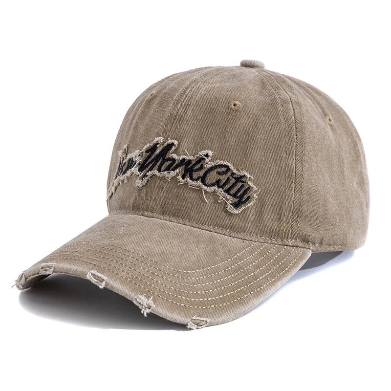Vintage Distressed Jean Hat Frayed Bil Baseball Cap Adjustable Unconstructed Cotton Washed Denim
