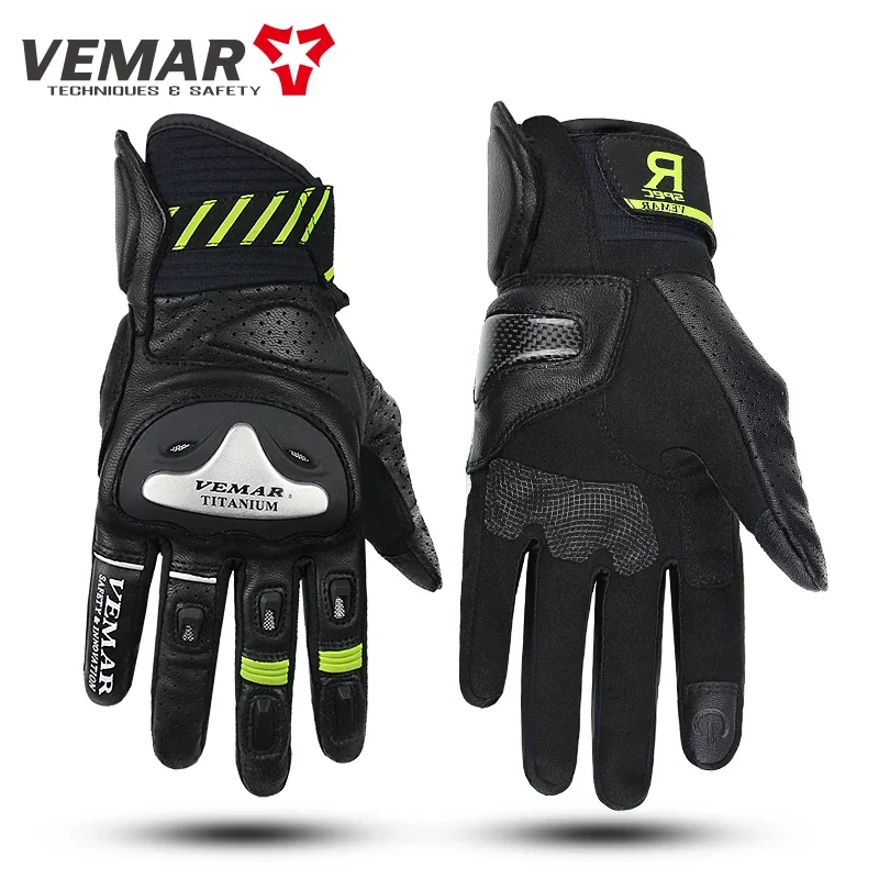 

Vemar Motorcycle leather Racing Carbon fiber men touch screen Moto Motocross Gloves motorbike riding protective Luvas gear