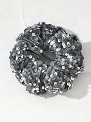 Elegant Black Sequin Hair Scrunchie - High - End Accessory Pack (1PC - Grey)