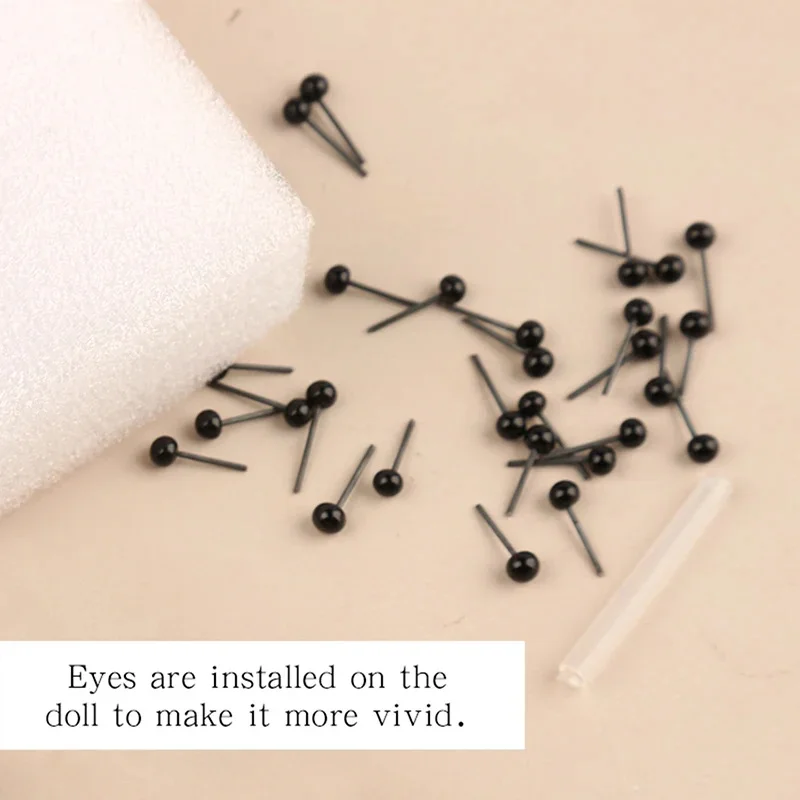 MIUSIE 50 Pairs 2/3/4mm Plastic Safety Eyes Eyeballs Needle Wool Felting Teddy Bears Dolls Animals Black Eyes Dolls Accessories