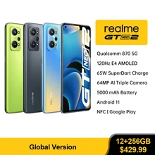 Global Version realme GT Neo 2 5G 8/12GB 128/256GB Smartphone Snapdragon 870 Octa Core 6.62" 65W Charging Power NFC Mobile Phone