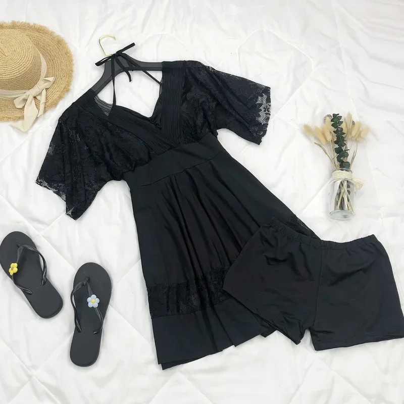 Plus Size Sexy Open-Back One-Piece Swimsuit For Heavy People Conservative Cute Belly Covering Slimming Design Chinese Style