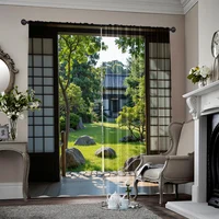 2 ชิ้น, 2D ม่านฉากแบนสวนญี่ปุ่นและฉากวัดอเนกประสงค์โพลีเอสเตอร์ 100%, ไม่มีไฟฟ้าปาร์ตี้สปริง& 1