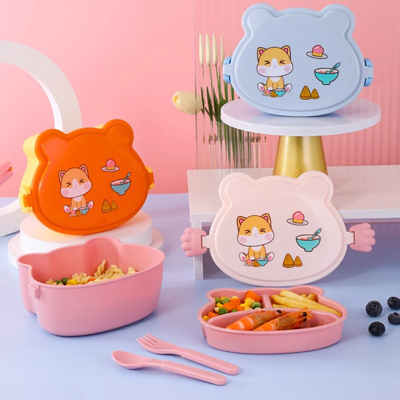 

Школьный Детский 2-х Уровневый Ланч-бокс Bento, герметичный пластиковый портативный пищевой контейнер аниме для микроволновой печи, школьный детский Ланч-бокс, посуда
