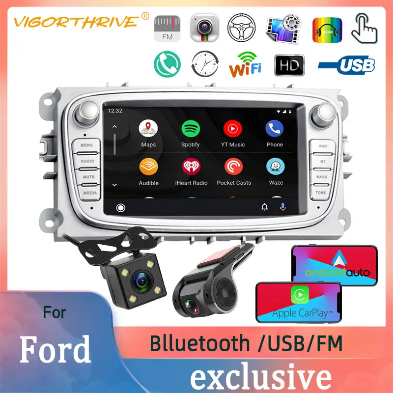 

Car Multimedia Player Android 9 Built-in Carplay 1+16G 2 Din 7" FM WIFI Bluetooth GPS For Ford/Focus/S-Max/Mondeo 9/GalaxyC-Max
