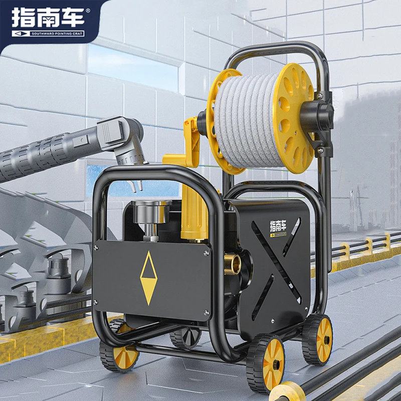 

100Bar Pressure Washer Household Type Roller Push-Pull With Water Gun And Foam Generator High Pressure Pumps Car Cleaning Tools