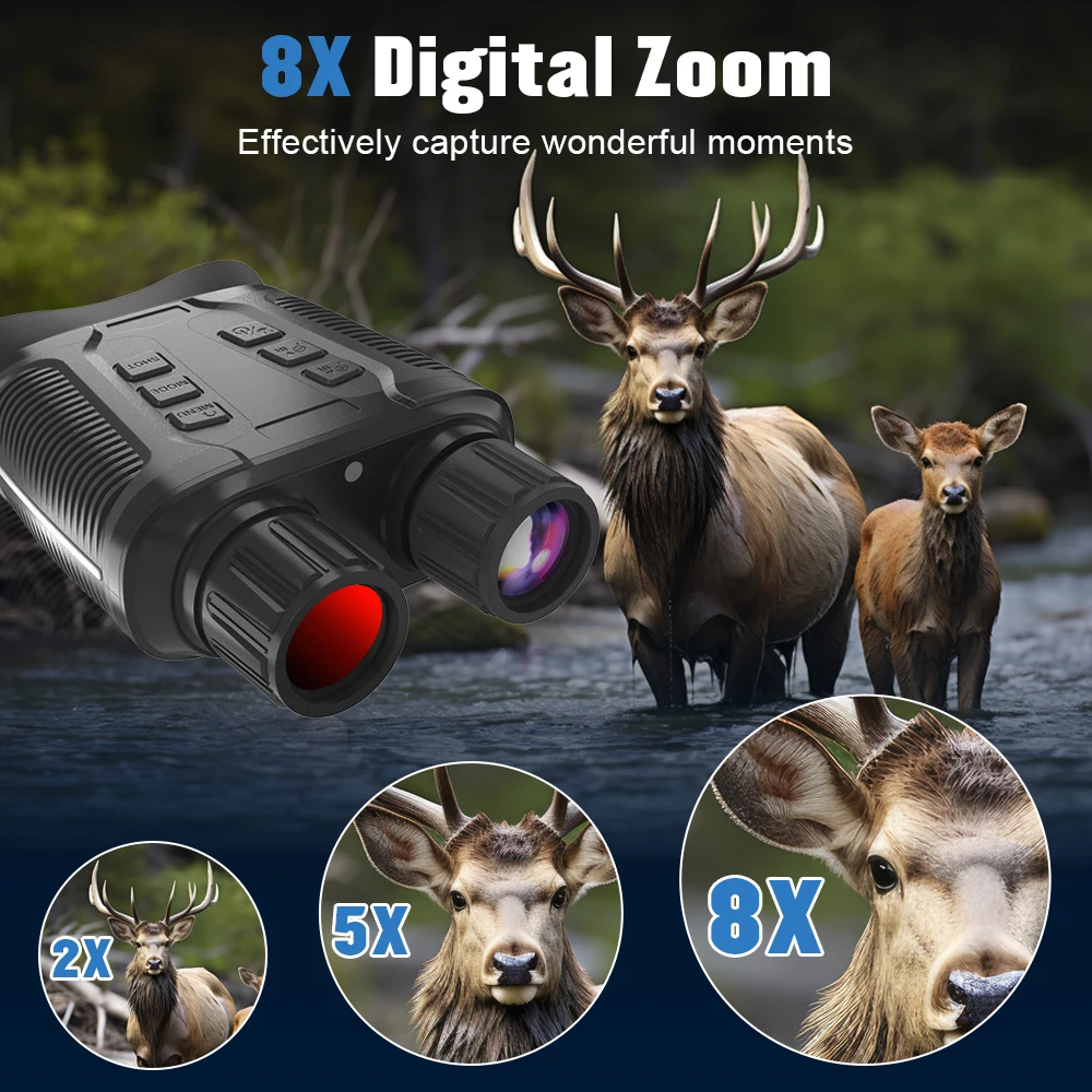 NV3280 4K UHD Full Color Binocular Telescope 36MP 10X Optical 8X Zoom 500M Infra