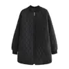 Women's Cotton Padded Parkas, Long Sleeve, Anti-Static Zipper, Wadded Jacket, Argyle Coat, Plus Size Clothing, Autumn, Winter