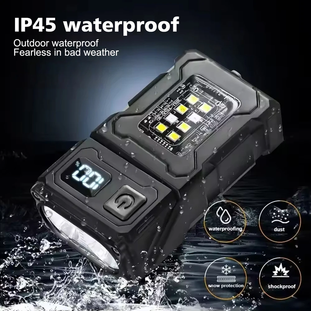 Multifunctional COB flashlight LED outdoor torch mini portable camping warning lamp IPX4 waterproof flashlight