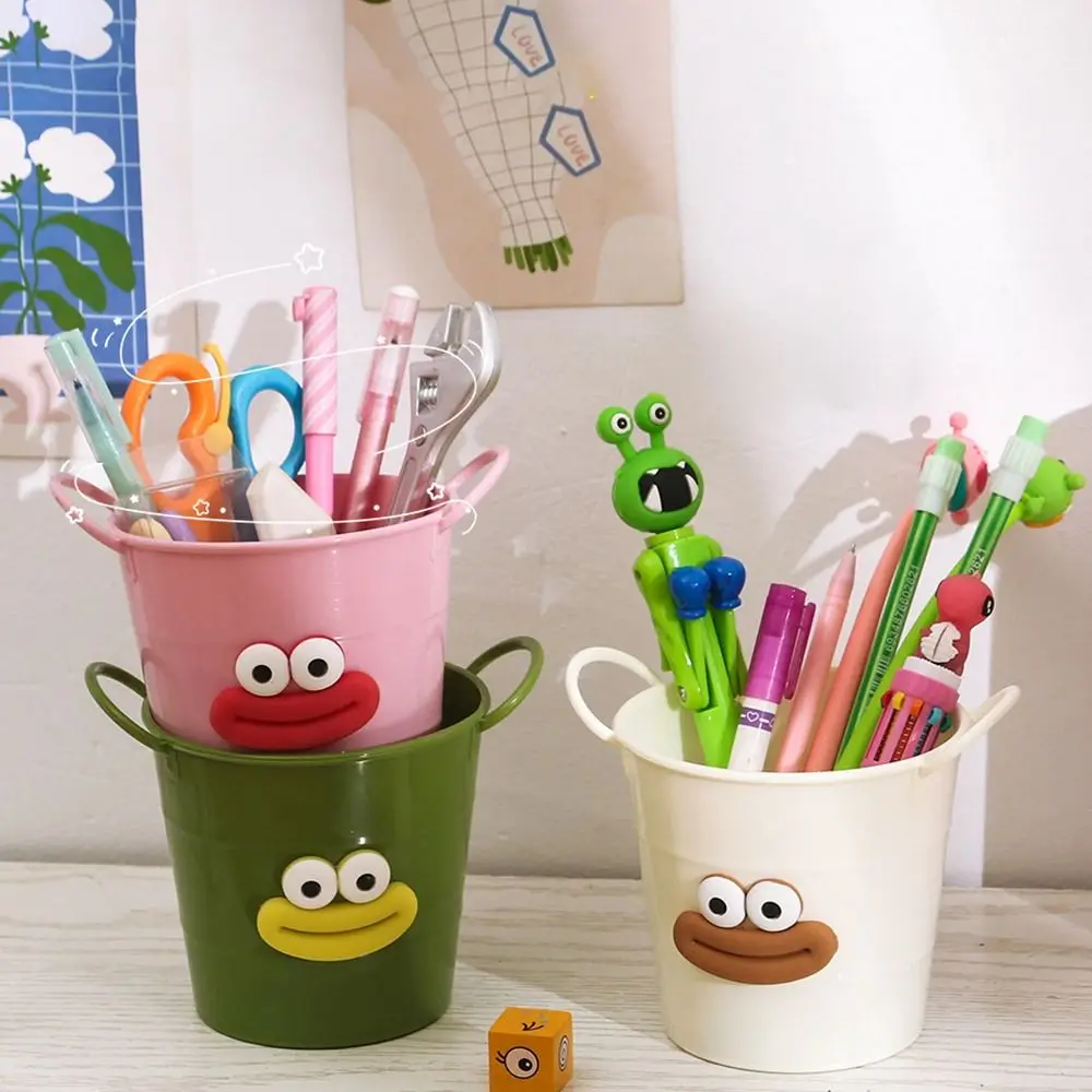 New Big Mouth Pencil Holder Cartoon Large Capacity Desktop Storage Buckets DIY Round Pen Container Students Stationery